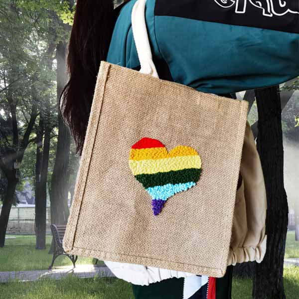 DIY Burlap tote bag The heart of freedom - Kits