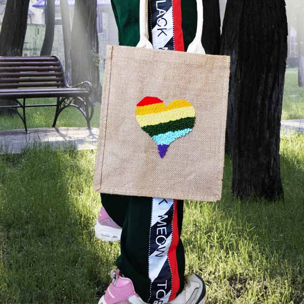 DIY Burlap tote bag The heart of freedom - Kits