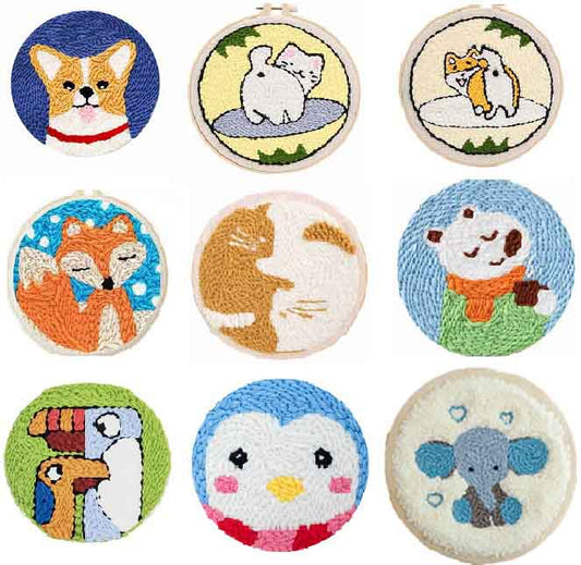 Lovely animals punch needle starter kits